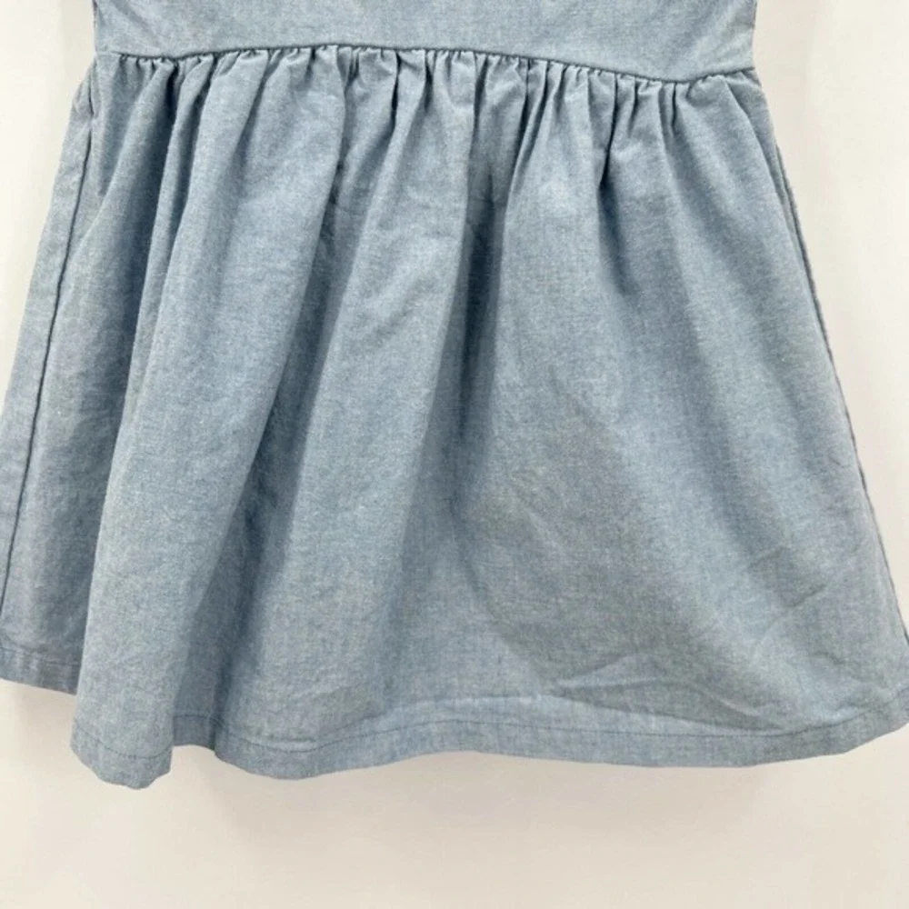 Gymboree Rainbow Pocket Chambray Denim Dress Button Back EUC